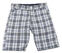 Modro-bílo-béžové kostkované chino kraťasy 