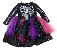 Kostým - Černo-růžové halloweenské šaty s tylovou sukní Matalan