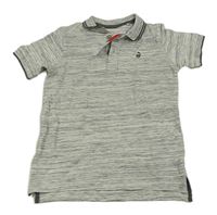 Šedo-bílé melírované polo tričko George 