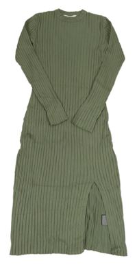 Khaki žebrované pletené šaty H&M