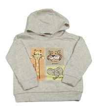 Šedá melírovaná mikina se zvířátky a kapucí Dunnes