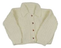 Smetanový propínací svetr s límečkem 