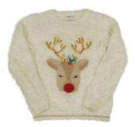 Smetanový chlupatý svetr s jelenem George 