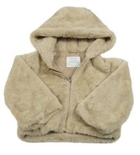 Béžová kožešinová podšitá crop bunda s kapucí Primark