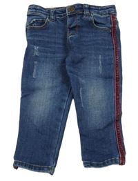 Tmavomodré rifle s prošoupáním a proužky Zara 