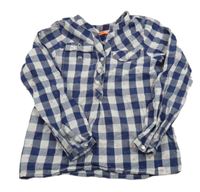 Tmavomodro-bílá kostkovaná halenková tunika se srdíčky Cool Club 