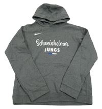 Šedá mikina s nápisem a kapucí Nike