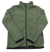 Khaki fleecová propínací mikina se stojáčkem Y.F.K.