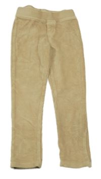 Béžové sametové žebrované legíny Nutmeg