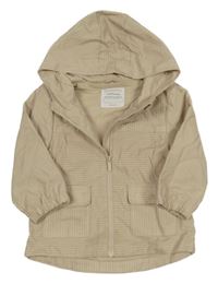 Béžovo-smetanová pruhovaná šusťáková jarní bunda s kapucí Primark