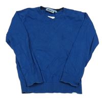 Tmavomodrý svetr s výšivkou 