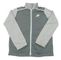 Šedo-světlešedá sportovní funkční propínací mikina s logem Nike 