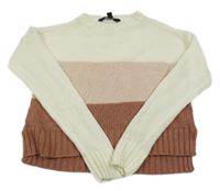 Smetanovo-světlerůžovo-starorůžový pruhovaný svetr New Look