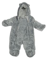 Šedá chlupatá zateplená kombinéza s kapucí George 