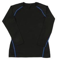 Černé sportovní triko se safírovými pruhy 