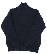 Tmavomodrý vzorovaný svetr s límcem OVS