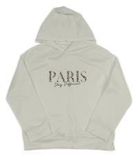 Bílá sportovní mikina s nápisem a kapucí 