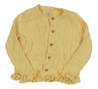 Žlutý propínací žebrovaný propínací svetr F&F