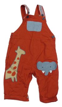 Rezavé plátěné laclové podšité kalhoty se zvířátky Next