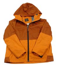 Oranžovo-rezavá šusťáková funkčkní jarní bunda s kapucí Decathlon