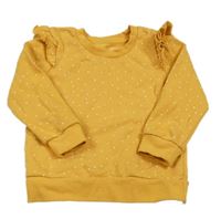 Okrová mikina s puntíky a volánky Primark