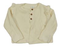 Smetanový propínací svetr s volánky Next 