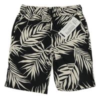 Nové - Černé plátěné kraťasy s listy Pepco