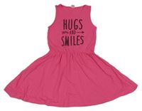 Růžové bavlněné šaty s nápisem Y.F.K.