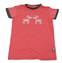 Korálovo-hnědé tričko jeleny Kilpi