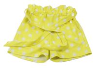 Žluté puntíkované sukňové kraťasy s páskem 