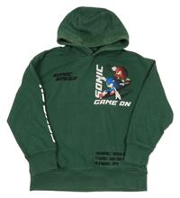Tmavozelená mikina se Sonicem a kapucí Next