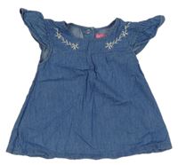 Modrá tunika riflového vzhledu s výšivkou 