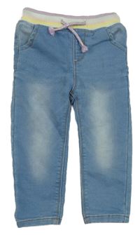 Modré teplákové rifle s pruhovaným pasem Ergee