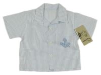 Nové - Světlemodro-bílá pruhovaná košile s kotvou