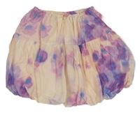 Růžovo-fialová batikovaná plátěná balonová sukně Zara 