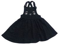 Černá tepláková laclová sukně s kočičkou a třpytkami George
