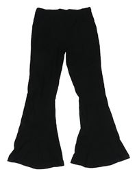 Černé žebrované flare kalhoty RIVER ISLAND