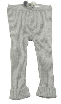 Šedé melírované žebrované kamaše s mašličkou s bambulkami H&M