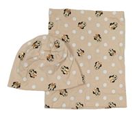 2Set - Světlepudrová puntíkatá čepice s Minnie + nákrčník Disney