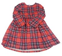 Červeno-tmavomodro-bílé kostkované šaty 