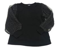 Černé triko s tylovými rukávy LC Waikiki