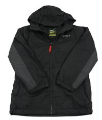 Černo-tmavošedá šusťáková funkční pod/zimní bunda s logem a kapucí gelert