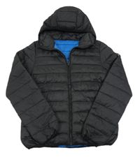 Černá prošívaná šusťáková pod/zimní bunda s kapucí Next