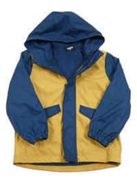 Okrovo-tmavomodrá nepromokavá jarní bunda s kapucí little kids