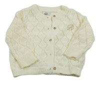 Smetanový perforovaný/károvaný propínací svetr RIVER ISLAND