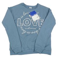 Nové - modrošedá mikina s nápisy Y.F.K.