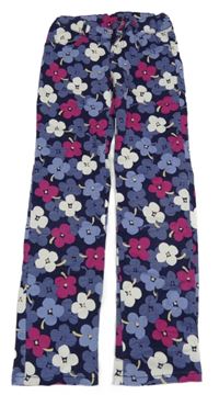 Tmavomodré květované kalhoty riflového vzhledu GYMBOREE.