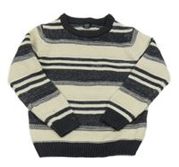 Smetanovo-černý pruhovaný svetr KIDS