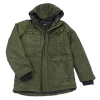 Tmavokhaki prošívaná šusťáková zimní bunda s kapucí LYLE&SCOTT