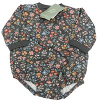 Nové - tmavošedé teplákové body s kytičkami H&M